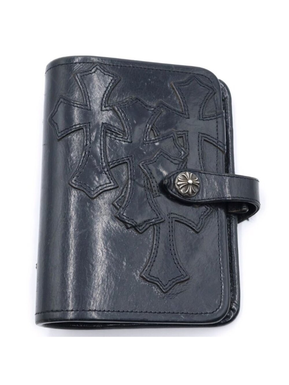 Chrome Hearts Agenda Cemetery Cross Patch Ball Button Notebook Cover Black
